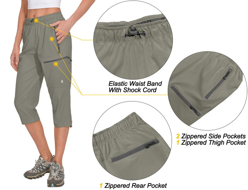 Little Donkey Andy Women's Quick Dry 3/4 Pants Capri Shorts Lightweight Hiking Travel Casual Sage L - Image 3